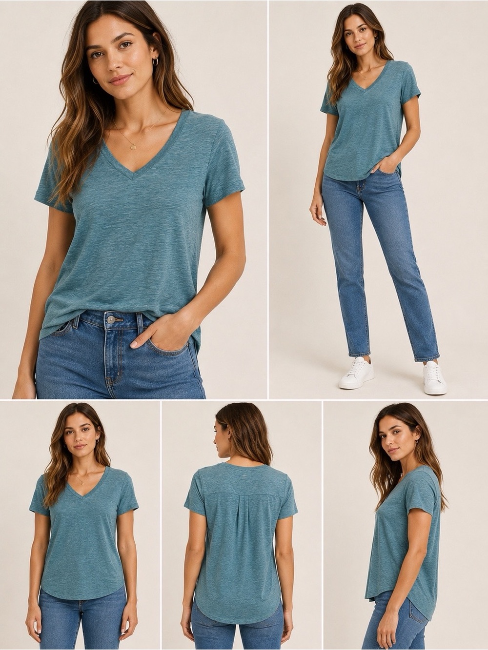 💙 REITMANS HYBA Teal V-Neck Short Sleeve Women's Tee